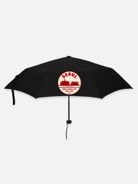 Seoul Skyline Vintage Emblem - Regenschirm (klein) - Schwarz