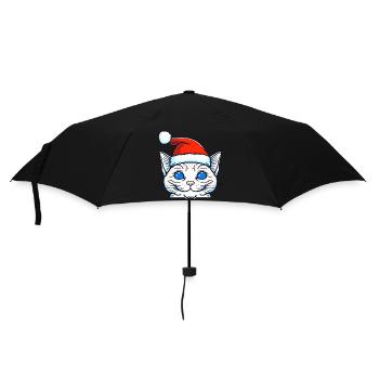 Beautiful cat wearing Christmas hat - Umbrella (small) - black - Front
