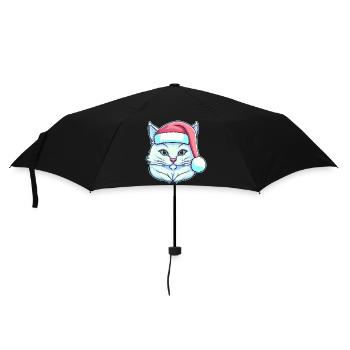 Cute cat wearing Santa hat - Umbrella (small) - black - Front