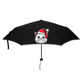 Süße Weihnachtskatzenzeichnung, ein ausgezeichnetes Weihnachtsgeschenk - Regenschirm (klein) - Schwarz - Vorne