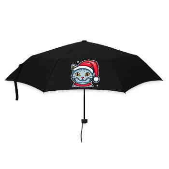 Beautiful Xmas kitten digital illustration, the - Umbrella (small) - black - Front