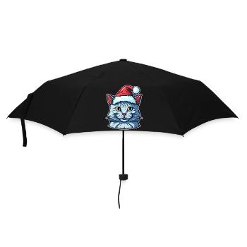 Beautiful Xmas kitten drawing, the ideal Advent - Umbrella (small) - black - Front