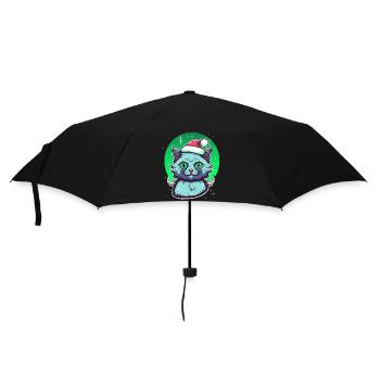Stunning kitten wearing Santa Claus hat - Umbrella (small) - black - Front