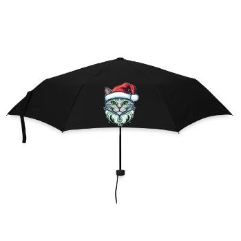 Gorgeous kitten wearing Santa hat - Umbrella (small) - black - Front