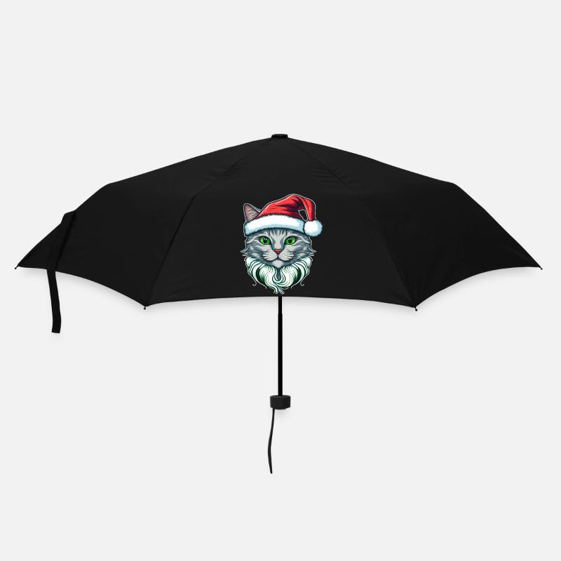 Wunderschönes Kätzchen mit Weihnachtsmannmütze - Regenschirm (klein) - Schwarz