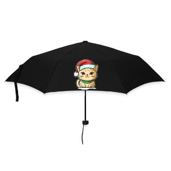 Beau chaton portant un chapeau de Père Noël - Parapluie standard - noir - Devant