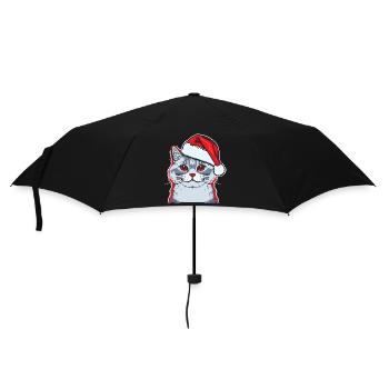 Adorable cat wearing Santa Claus hat - Umbrella (small) - black - Front
