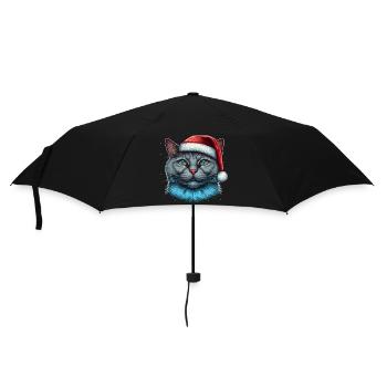 Niedliche Advent Kätzchen Illustration, eine ausgezeichnete - Regenschirm (klein) - Schwarz - Vorne
