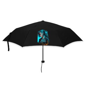 Schöne futuristische Dame für Gaming-Liebhaber - Regenschirm (klein) - Schwarz - Vorne