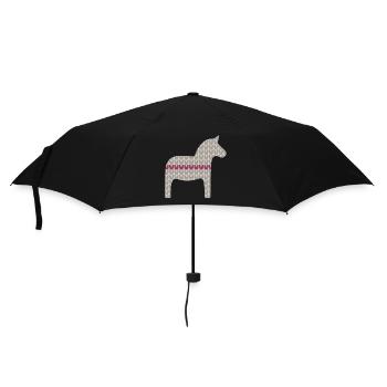 Dalapferd Strickmuster Weihnachten rot grau skandi - Regenschirm (klein) - Schwarz - Vorne