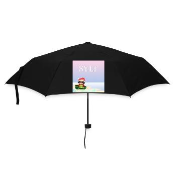 Weihnachten auf SYLT - FAULTIER SCHLITTEN - MEER - Regenschirm (klein) - Schwarz - Vorne