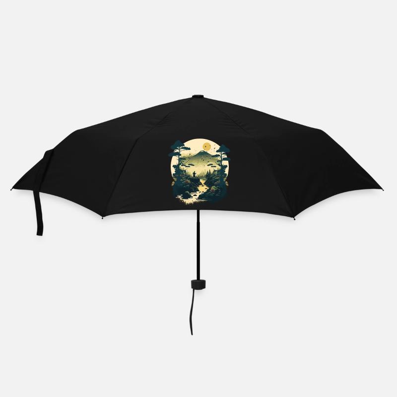 Japanischer Holzschnitt - Regenschirm (klein) - Schwarz
