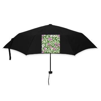 Weiße und rosa Blumenmuster - Regenschirm (klein) - Schwarz - Vorne