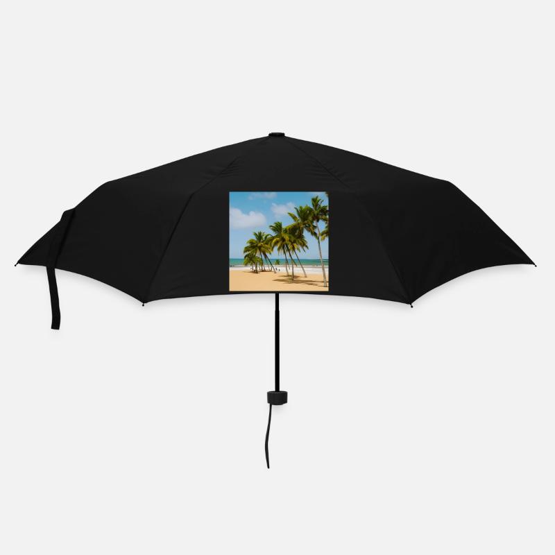 Ruhiger Strand mit Palmen - Regenschirm (klein) - Schwarz