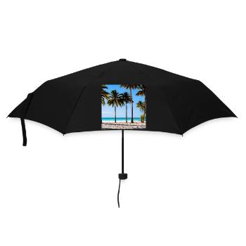Plage ensoleillée au milieu des palmiers - Parapluie standard - noir - Devant