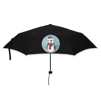 niedlicher Santa Claus Pinguin für Weihnachten - Regenschirm (klein) - Schwarz - Vorne