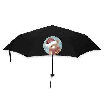ours d’or pour Noël avec chapeau de Noël - Parapluie standard - noir - Devant