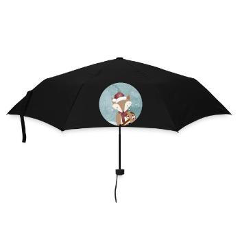 golden fox for Christmas with candy cane - Umbrella (small) - black - Front