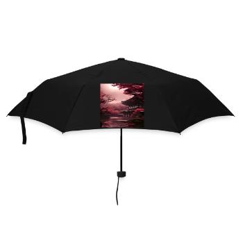 Japanese scenery in red - Umbrella (small) - black - Front