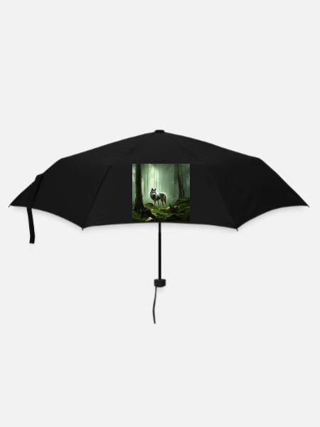 Wolf in the green forest - Umbrella (small) - black