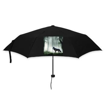 Fluffy wolf in the forest - Umbrella (small) - black - Front