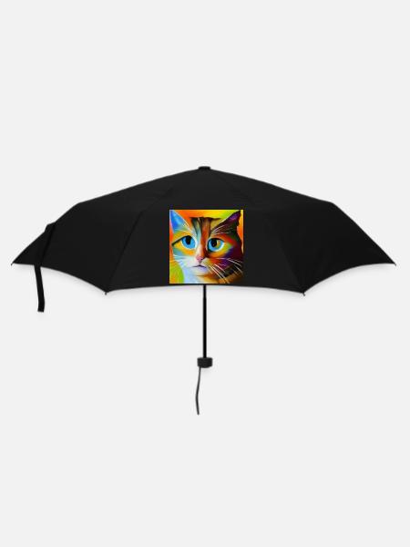 Portrait abstrait de chat - Parapluie standard - noir