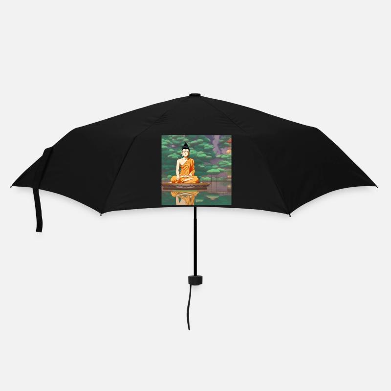 Cartoon buddha statue art - Umbrella (small) - black