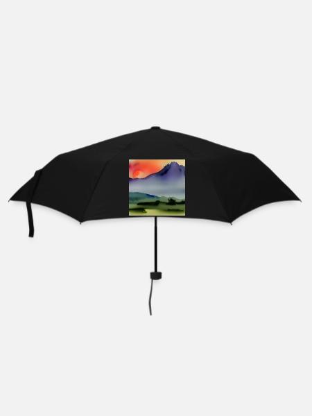 Watercolor mountain art - Umbrella (small) - black