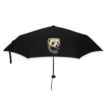 Niedliche Frettchen Illustration - Regenschirm (klein) - Schwarz - Vorne
