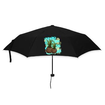 tolle früchte grafik, Ananas Motiv, beliebte Küche - Regenschirm (klein) - Schwarz - Vorne