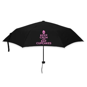 Bleiben Sie ruhig und essen Sie Cupcakes - Regenschirm (klein) - Schwarz - Vorne