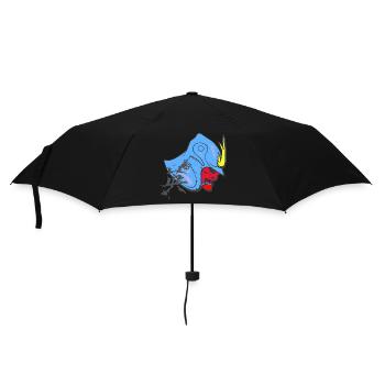 kanjizeichen „Mut“, Samureihelm - Regenschirm (klein) - Schwarz - Vorne