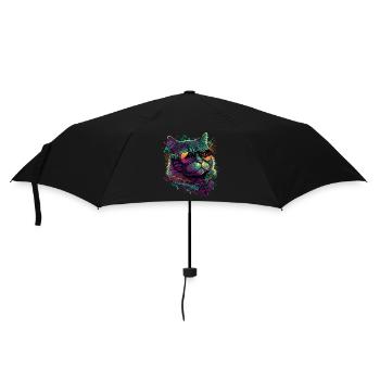 Futuristische Katze - Regenschirm (klein) - Schwarz - Vorne