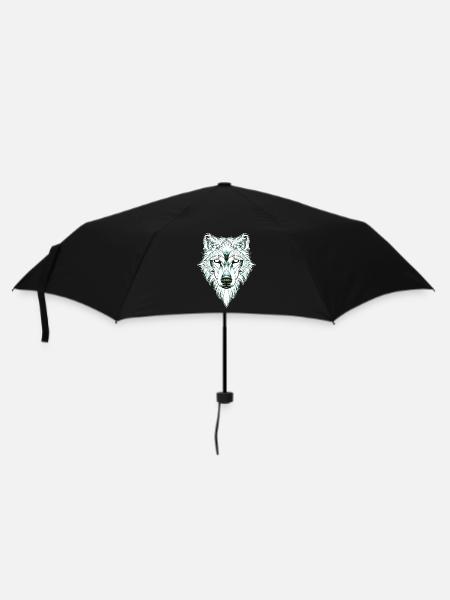 Loup symétrique dotwork - Parapluie standard - noir