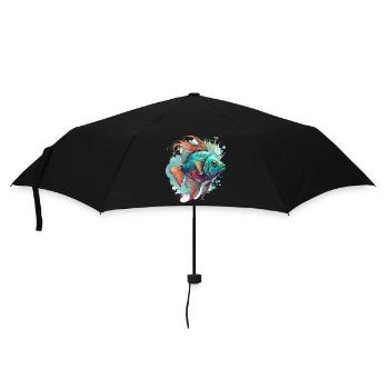 Regenbogenfisch - Regenschirm (klein) - Schwarz - Vorne