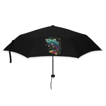 Bunte Fischkunstwerke - Regenschirm (klein) - Schwarz - Vorne