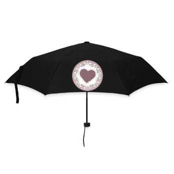 Nostalgie Tortenspitze Etikett in Altrosa mit Herz - Regenschirm (klein) - Schwarz - Vorne