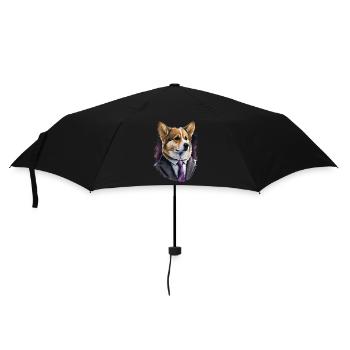 Fasionable eleganter Corgi - Regenschirm (klein) - Schwarz - Vorne