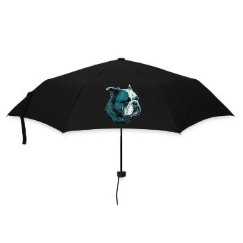 Gelangweiltes Gesicht Buldog - Regenschirm (klein) - Schwarz - Vorne