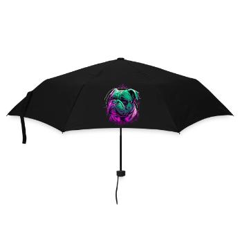 Vaporwave Sad Bulldog - Regenschirm (klein) - Schwarz - Vorne
