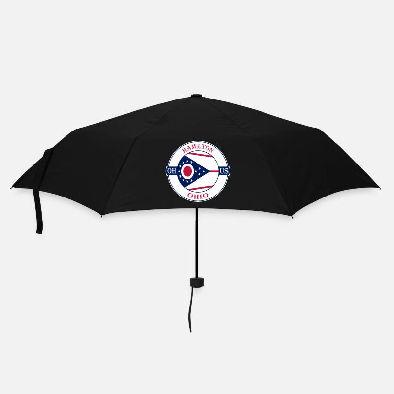 Hamilton Ohio Flagge USA Reise Souvenir Abzeichen - Regenschirm (klein) - Schwarz