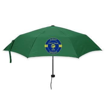 Albany Oregon Flagge USA Reise Souvenir Abzeichen - Regenschirm (klein) - Flaschengrün - Vorne