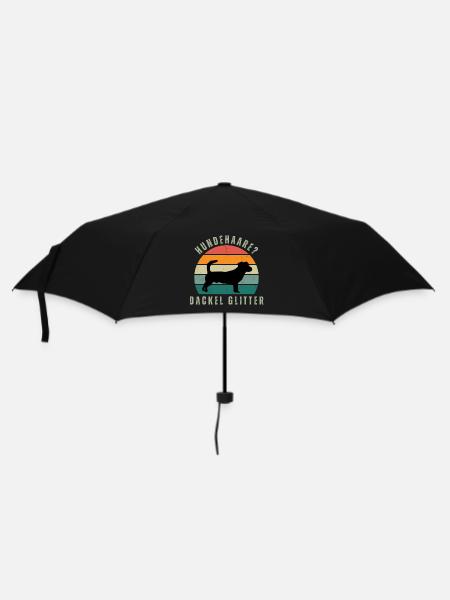 Rauhaardackel Glitter Retro Sunset - Regenschirm (klein) - Schwarz