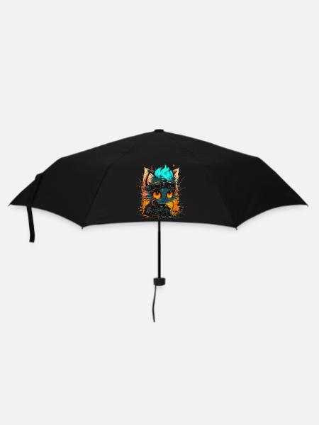 CyberCat - Regenschirm (klein) - Schwarz