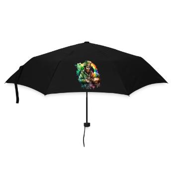 Aquarelles de lutin avec chapeau et pot arc-en-ciel - Parapluie standard - noir - Devant