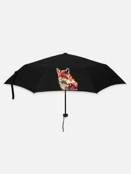 Fuchs - Geometrisches Tier Print - Regenschirm (klein) - Schwarz