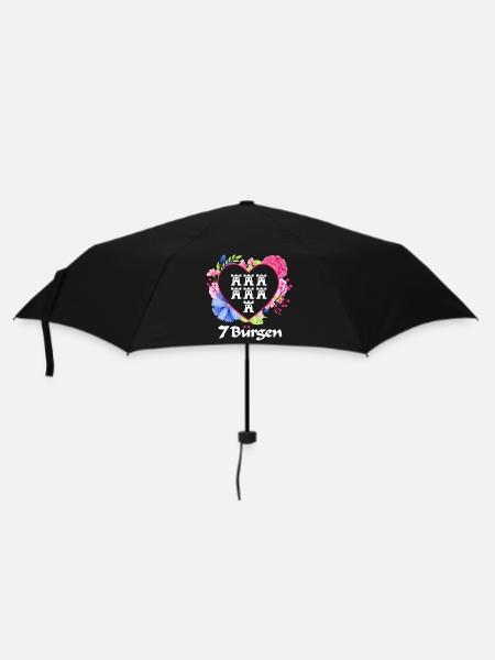 Siebenbürger Wappen mit Blumen Herz weiße Schrift - Regenschirm (klein) - Schwarz