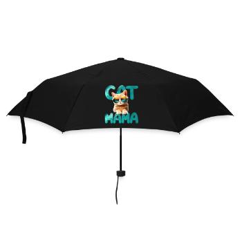 Katzen-Mama - Regenschirm (klein) - Schwarz - Vorne