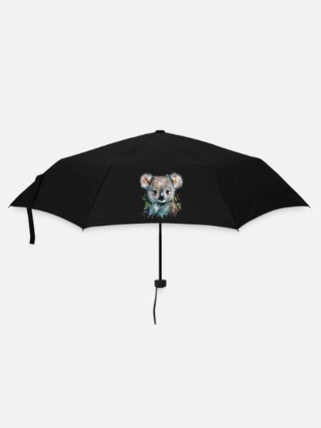 Koala Aquarell Laub - Regenschirm (klein) - Schwarz