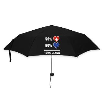 Europa und Schweiz 100% Genial Flagge - Regenschirm (klein) - Schwarz - Vorne